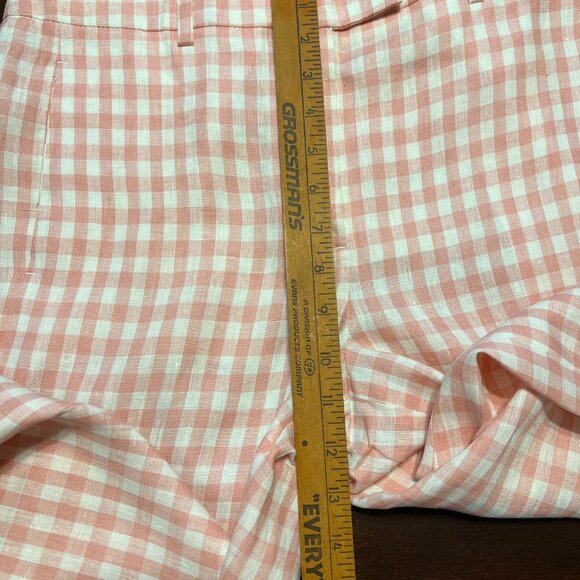 J CREW LINEN PANTS ONLY PINK IVORY GINGHAM 6/4 - Picture 4 of 6